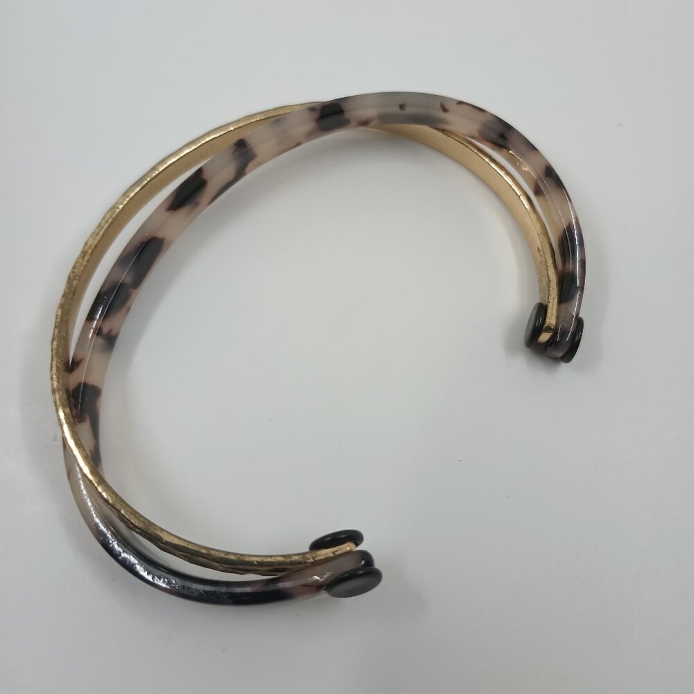 Gold Tone and tortoise Double Cuff Bracelet